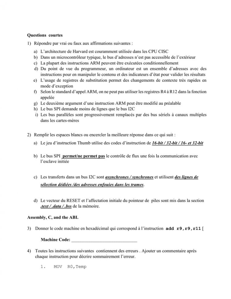 Questions Courtes 1) Répondre Par Vrai Ou Faux Aux Affirmations encequiconcerne Vrai Faux Jeu