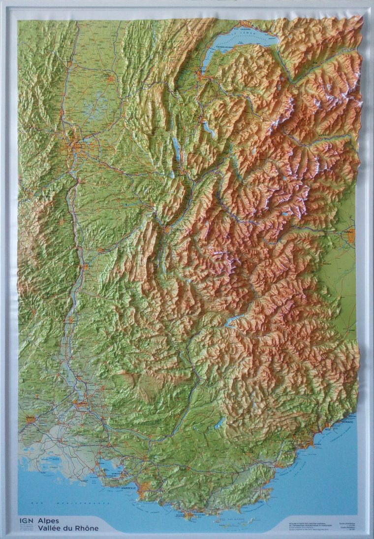 Raised Relief Map French Alps And Rhone Valley As 3D Map concernant Carte De L Europe En Relief