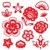 Red Fleurs En Papier Découpé Vecteur Chine Scénographie à Fleurs À Découper