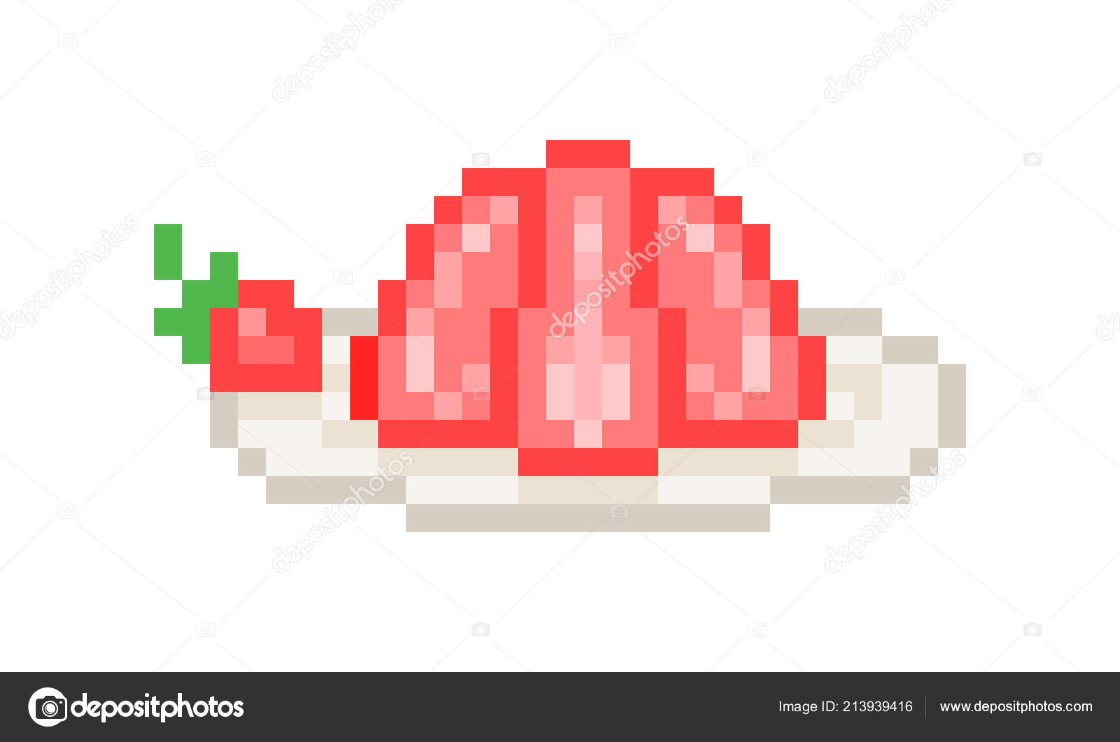 Red Strawberry Jelly Served Plate Pixel Art Illustration dedans Pixel Art Fraise