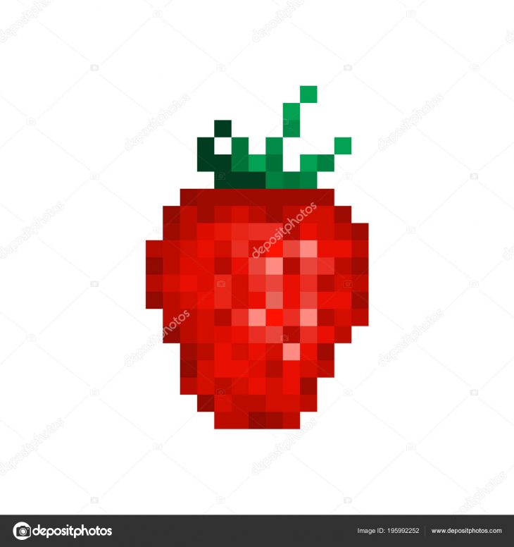 Red Strawberry Pixel Art Icon Isolated White Background Jam dedans Pixel Art Fraise