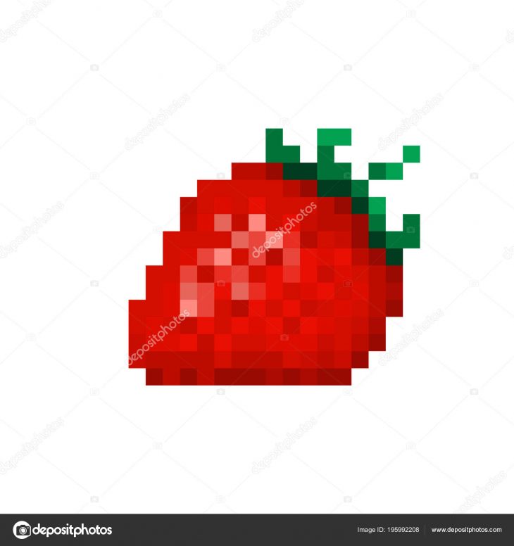 Red Strawberry Pixel Art Icon Isolated White Background Jam tout Pixel Art Fraise