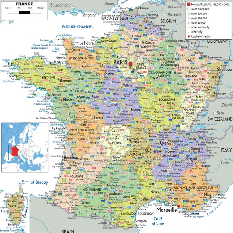 Regions Map Of France dedans Map De France Regions