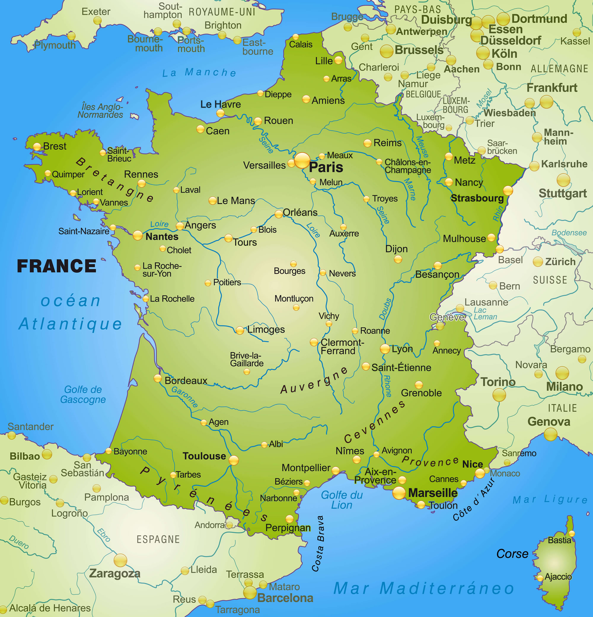 Regions Map Of France intérieur Map De France Regions