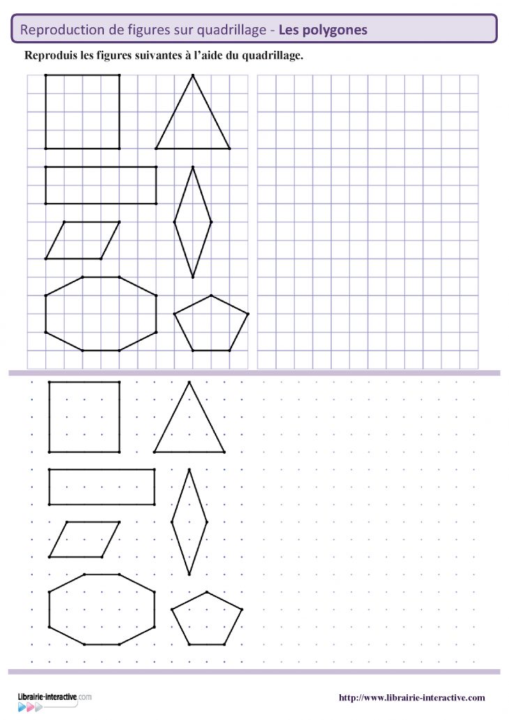 Reproduction Des Principaux Polygones Sur Quadrillage Et à Reproduction Quadrillage Ce1