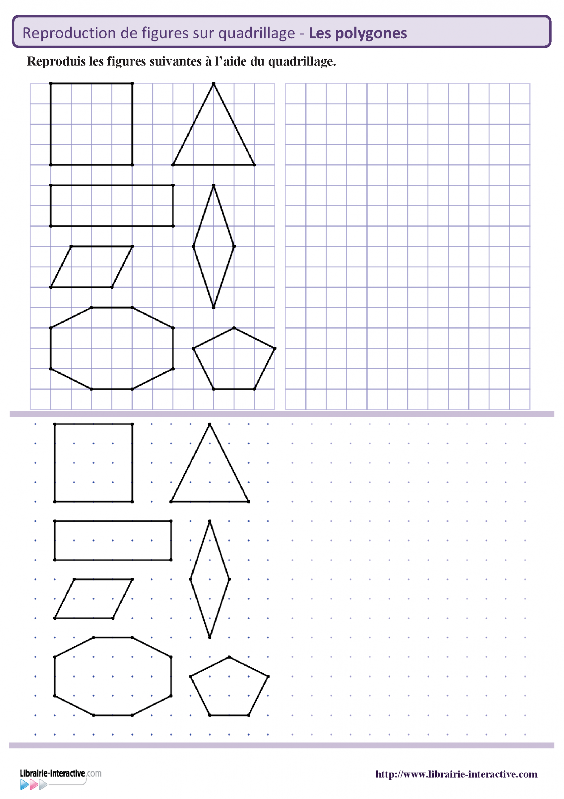 Reproduction Des Principaux Polygones Sur Quadrillage Et encequiconcerne Dessin Géométrique Ce2 