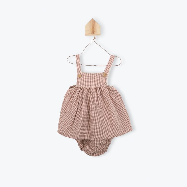 Robe Bloomer Pour Bébé En Seersucker À Carreaux Vichy Brique concernant Brique Pour Bebe