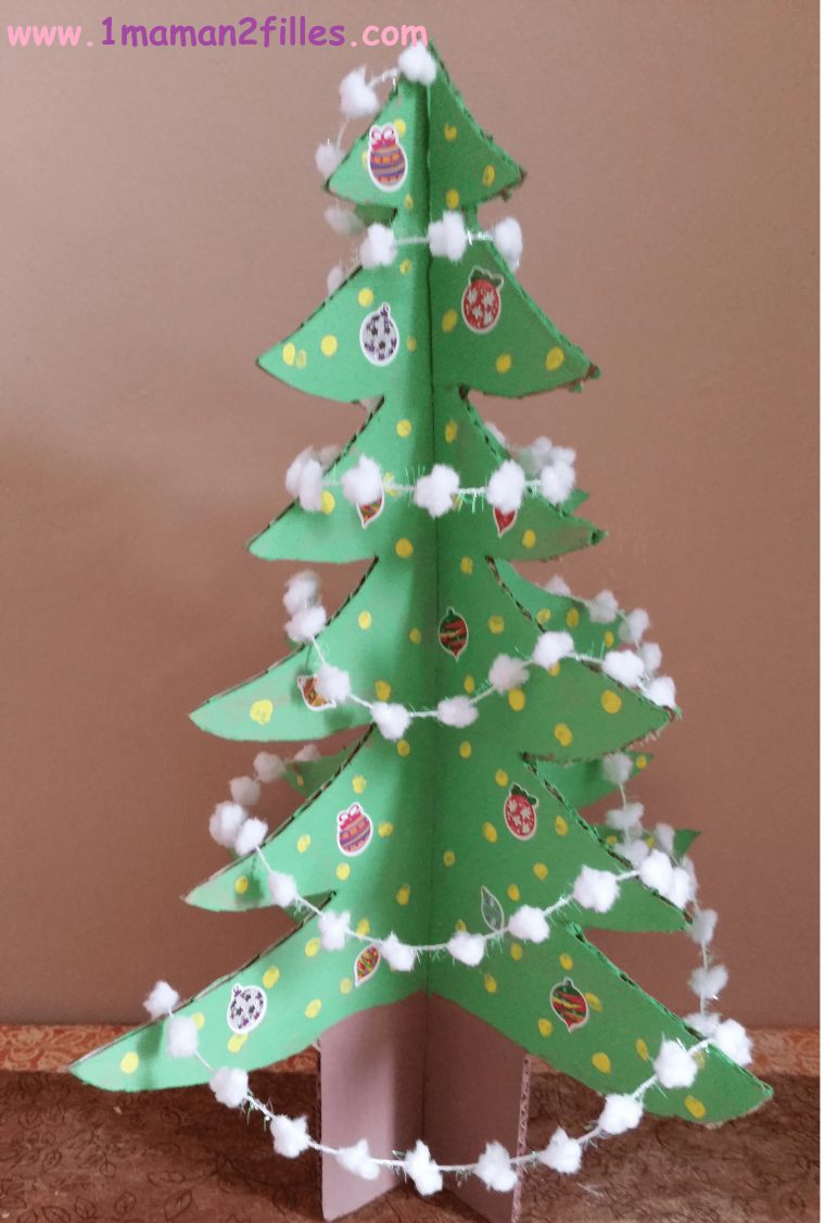 Sapin De Noël Homemade En 3 Dimensions intérieur Activités Manuelles Enfants Noel