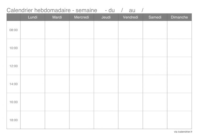 Semainier, Calendrier Hebdomadaire À Imprimer – Icalendrier concernant Agenda 2018 À Imprimer Gratuit