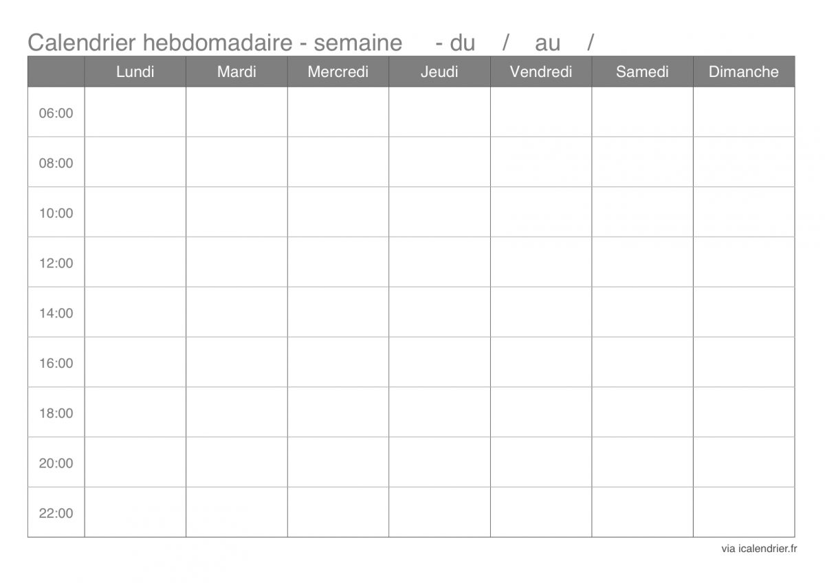 Semainier, Calendrier Hebdomadaire À Imprimer - Icalendrier pour Calendrier De La Semaine À Imprimer