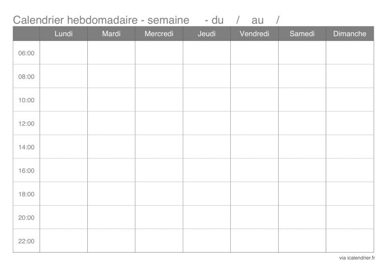 Semainier, Calendrier Hebdomadaire À Imprimer – Icalendrier pour Calendrier De La Semaine À Imprimer