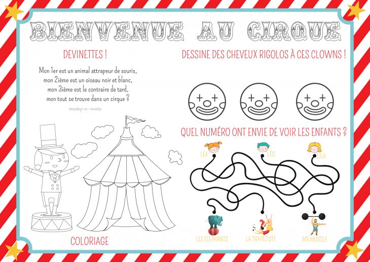 Set De Table Anniversaire Cirque À Colorier – Momes avec Charade A Imprimer