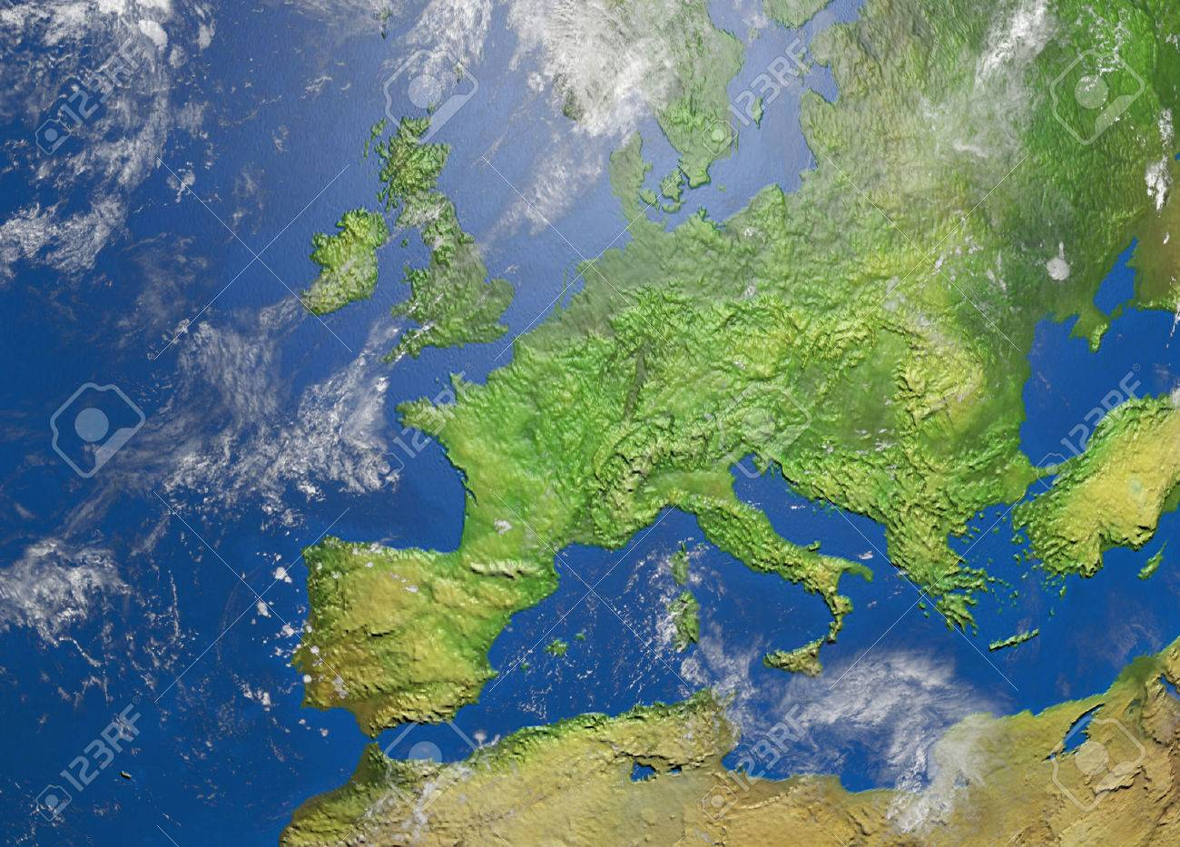 Shaded Relief Map Of Europe dedans Carte De L Europe En Relief 