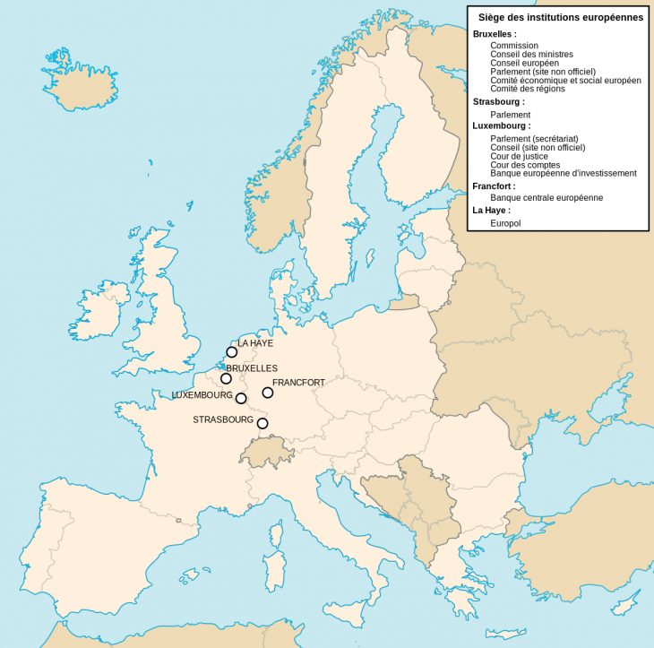 Sièges Des Institutions De L'union Européenne — Wikipédia encequiconcerne Capital De L Union Européenne