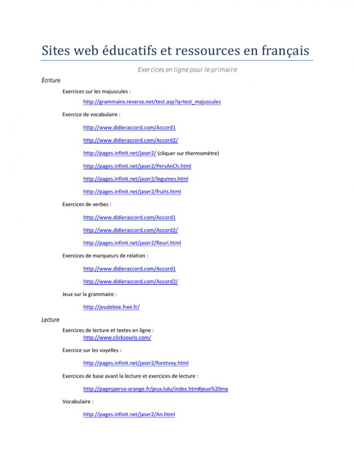 Sites Web Éducatifs Et Ressources En Français destiné Sites Educatifs Francais