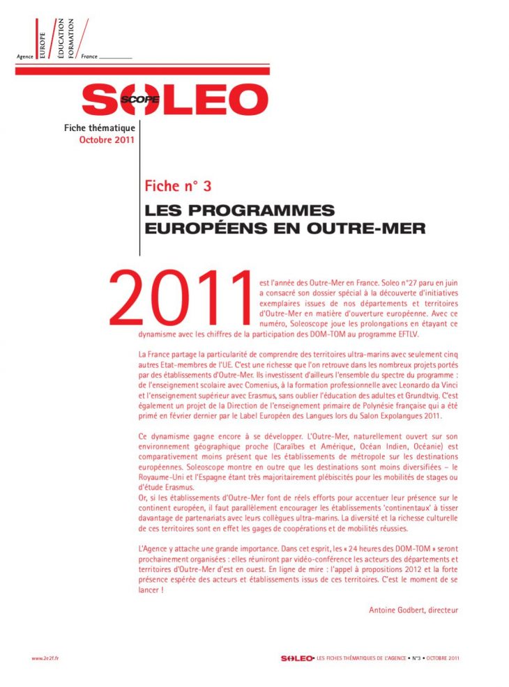 Soleoscope 3 – Les Programmes Européens En Outre-Mer By serapportantà Les Numéros Des Départements