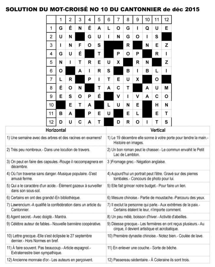 Solution Du Mot Croisé Paru Dans Le Cantonnier Du 17 concernant Un Mot Croisé