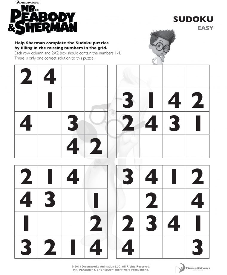 Sudoku • Mr. Peabody & Sherman • Easy | Sudoku Puzzles pour Sudoku Gratuit En Ligne Facile