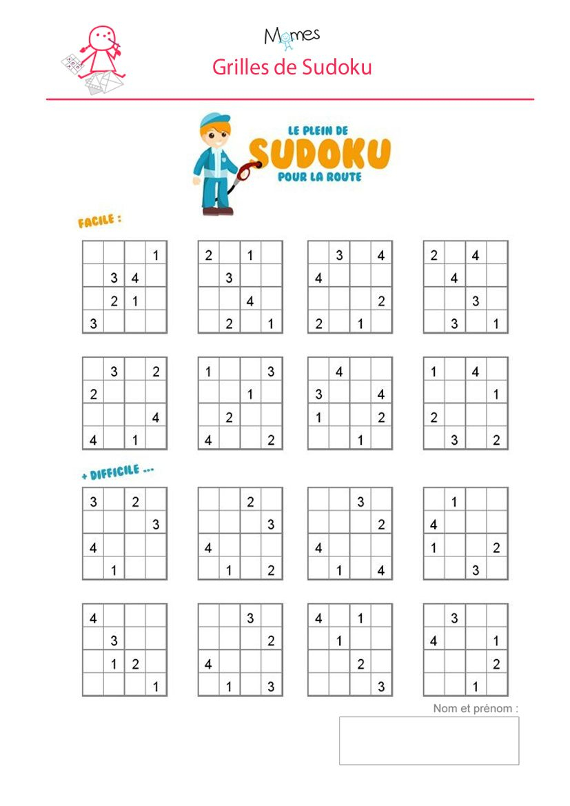Sudoku Enfant À Imprimer | Sudoku Enfant, Sudoku Et Grille destiné Jeux Sudoku À Imprimer