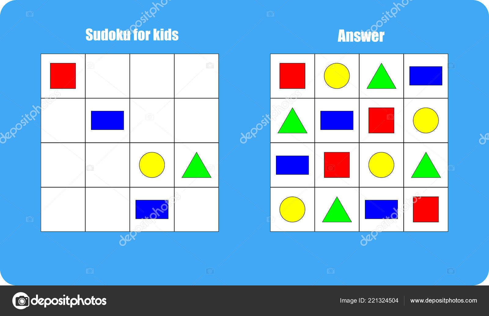 Sudoku Game Pictures Geometric Shapes Children Easy Level concernant Sudoku Facile Avec Solution