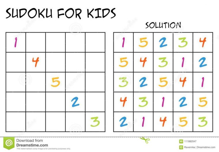 Sudoku Pour Des Enfants Avec La Solution – Avec Des Nombres intérieur Sudoku Facile Avec Solution