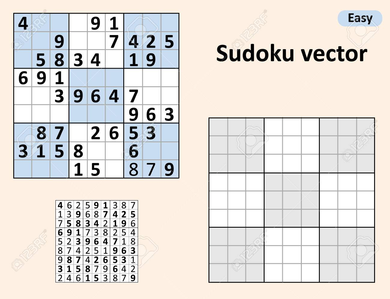 Symétrique Sudoku Avec Des Réponses. Vector Set Sudoku. Modèle Vierge. avec Sudoku Vierge 