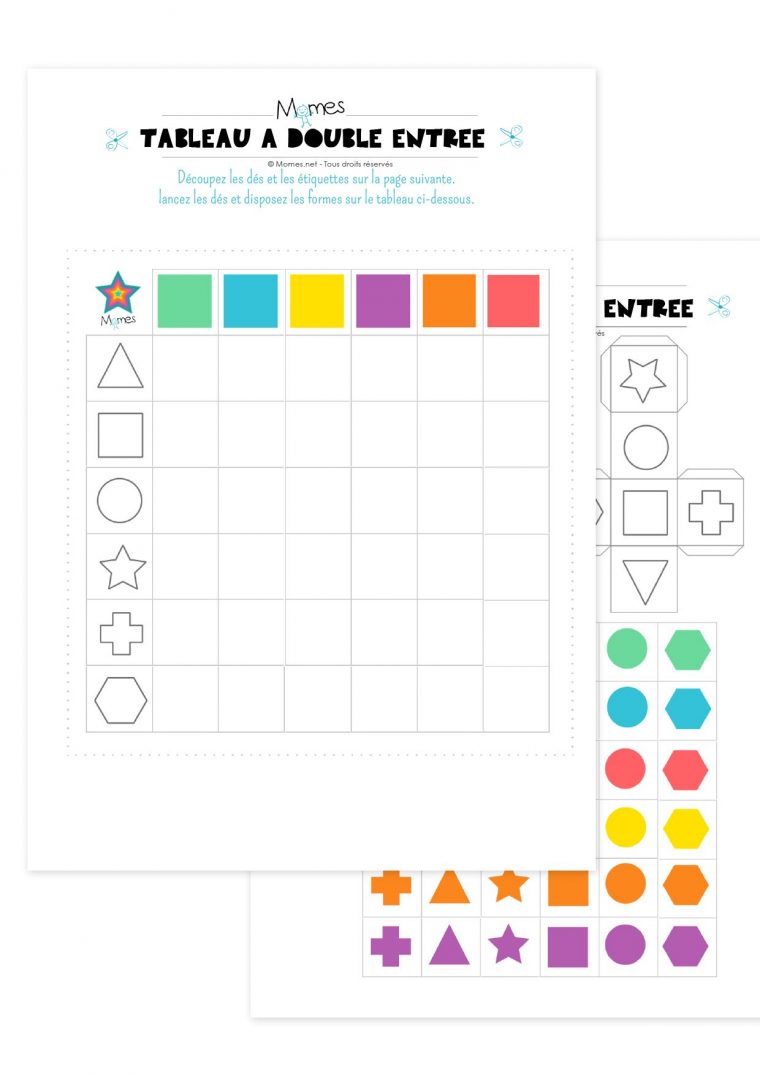 Tableau À Double Entrée : Formes Et Couleurs | Tableau À destiné Formes À Découper Maternelle