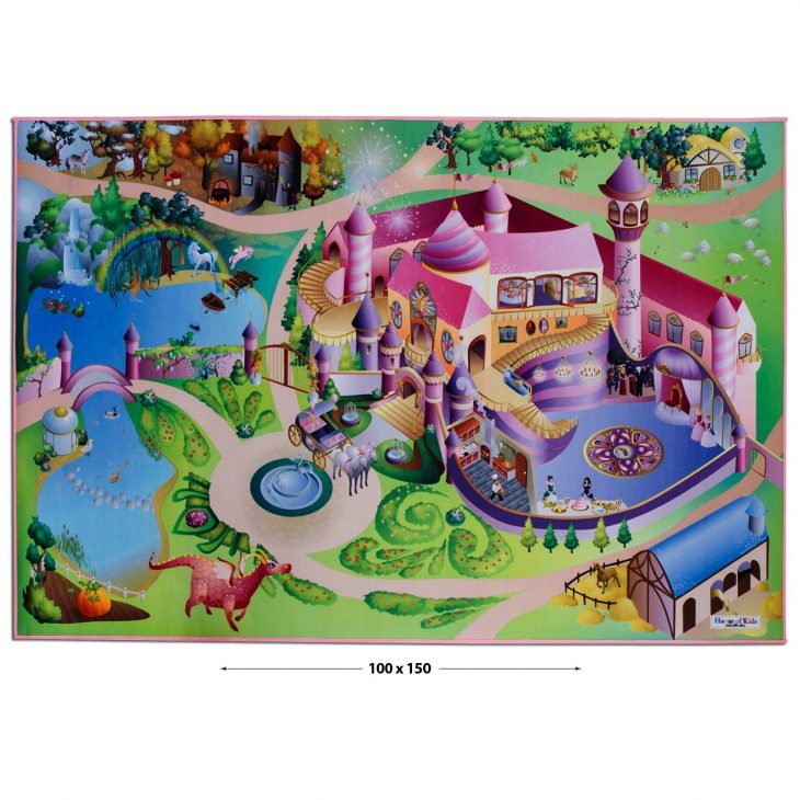 Tapis Enfant Fille | Grand Tapis De Jeu | Thématique Du Conte De Fée |  Prince Charmant Et Château De Princesse avec Tout Les Jeux De Fille Et De Garcon