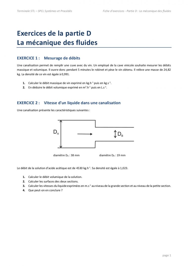 Terminale Stl – Spcl Systèmes Et Procédés, Exercices – Docsity avec Grand Section Exercice