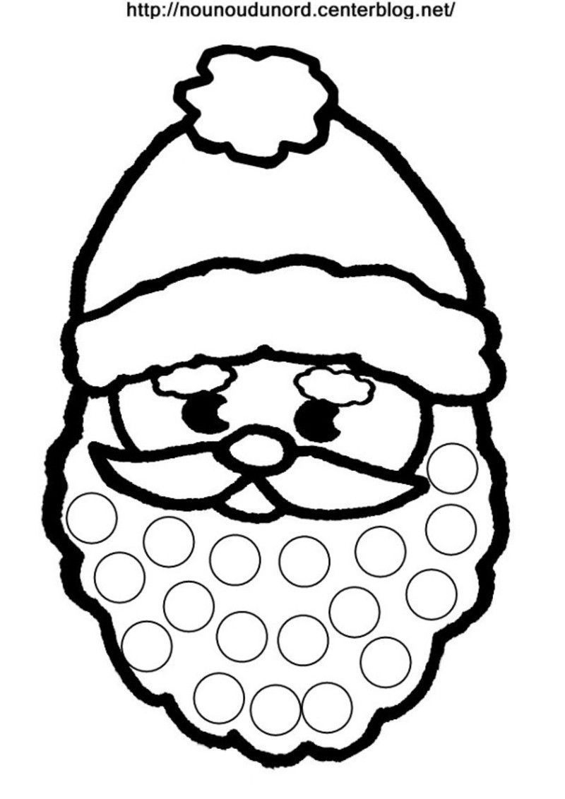 Tête Père Noël Coloriage, Gommettes Ou Le Visage De L'enfant concernant Dessin À Imprimer Pere Noel