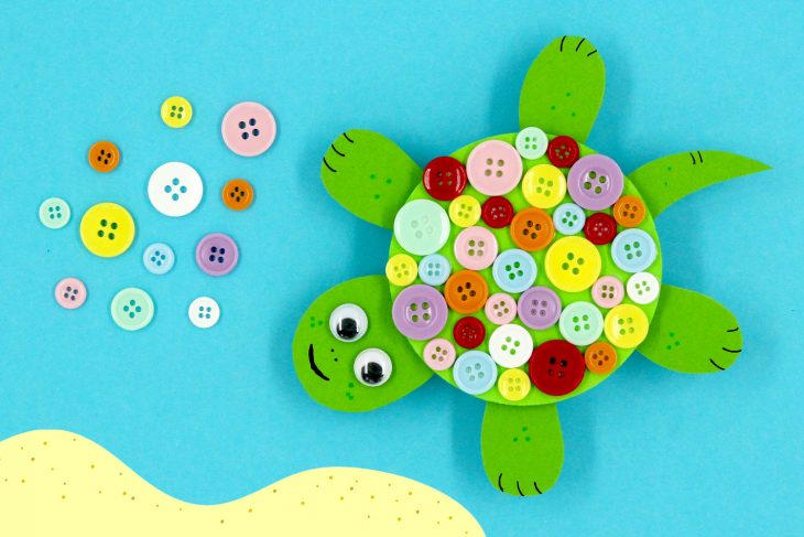 Tortue Avec Des Boutons – Activités Enfantines – 10 Doigts à Activité Manuelle Facile Faire