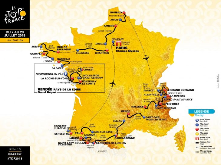 Tour De France 2018 Rotası Açıklandı – Fransa Bisiklet Turu serapportantà Image De La Carte De France