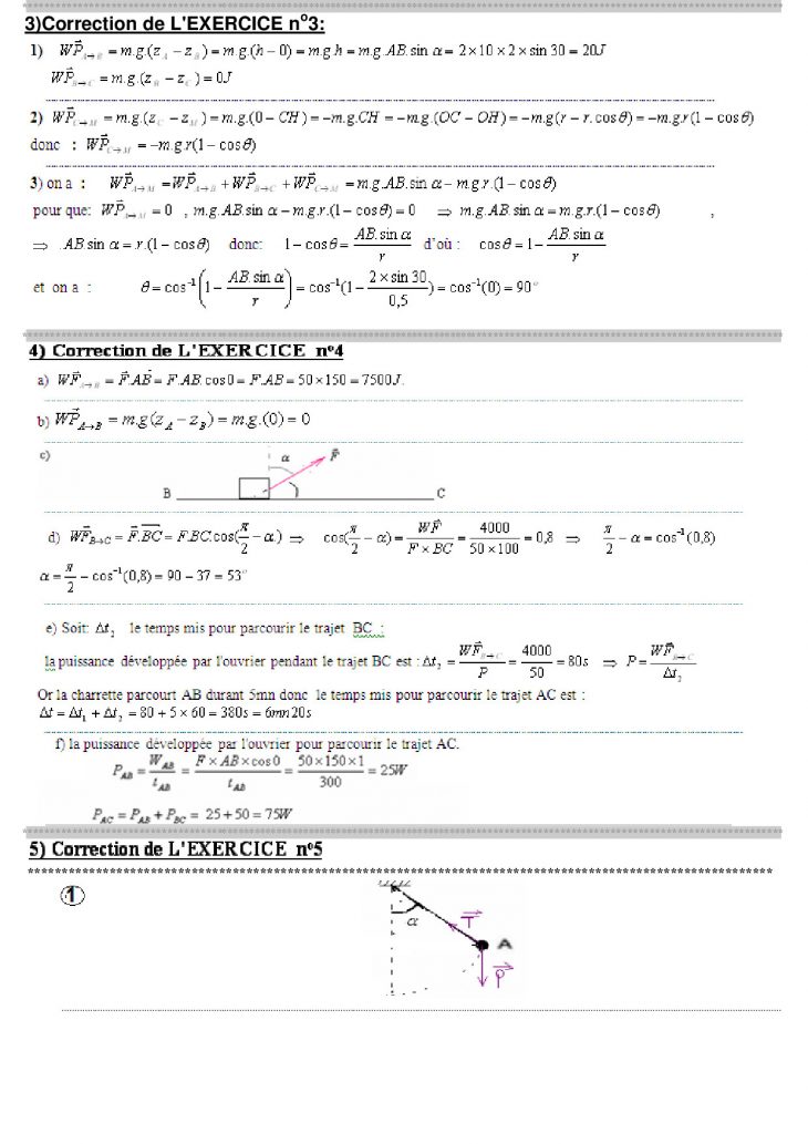 Travail Et Puissance D'une Force – Corrigé Série D'exercices intérieur Exercice De Math Sur Les Puissances