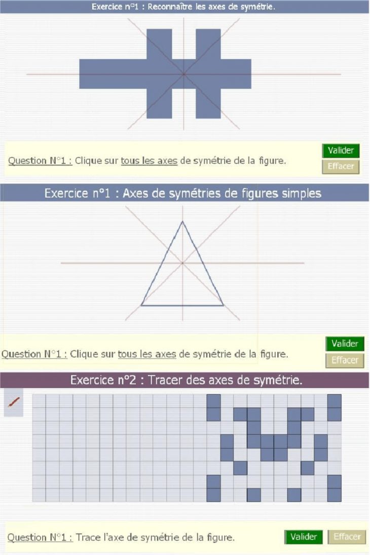 Trois Exercices En Ligne Proposés Par Math En Poche Pour La pour Symétrie En Ligne