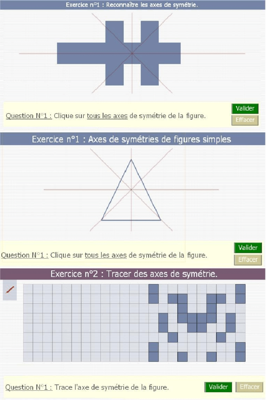 Trois Exercices En Ligne Proposés Par Math En Poche Pour La pour Symétrie En Ligne 