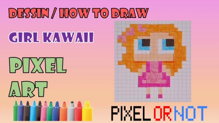 Tuto Pixel Art Drawing : How To Draw A Girl Kawaii (Tuto Pixel Art Drawing) tout Pixel Art Facile Fille