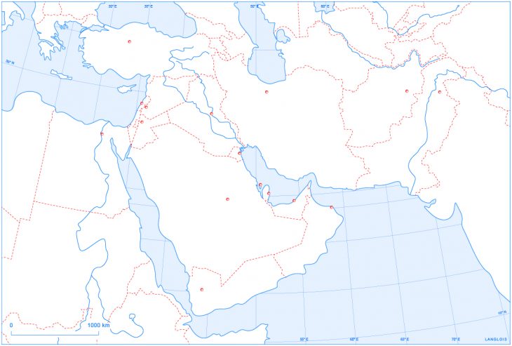 Un Fond De Carte Du Proche Et Du Moyen-Orient | Langlois concernant Carte Fleuve Europe Vierge