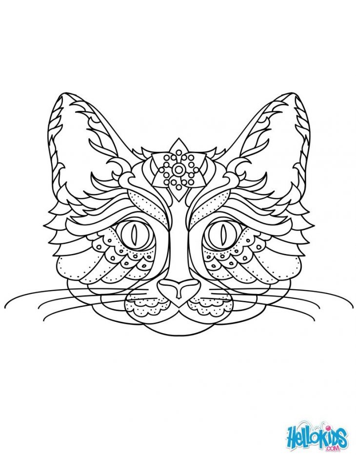 Un Magnifique Coloriage Mandala Chat Original Et Gratuit tout Coloriage De Chat En Ligne