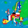 Une Carte De L'europe Avec Tous Les Pays Membres De L'ue Représentés Par  Leurs Drapeaux. concernant Carte Pays Membre De L Ue