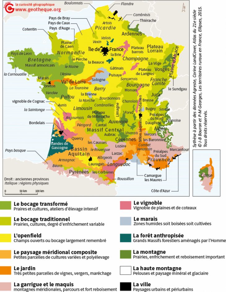 Une Carte Des Paysages Français, En Complément Du "bouron pour Image De La Carte De France