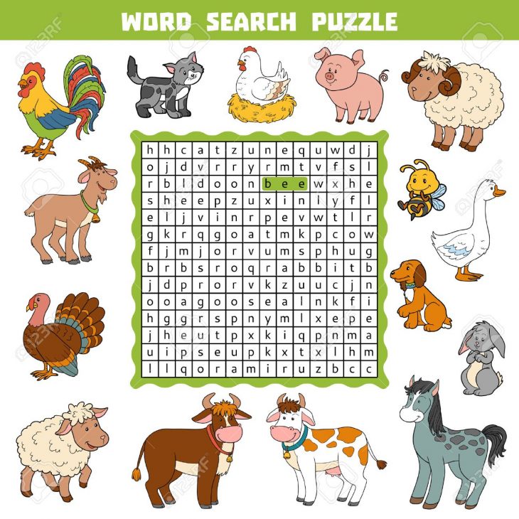 Vecteur Couleur Des Mots Croisés, Jeu Éducatif Pour Les Enfants Sur Les  Animaux De Ferme. Mot Puzzle De Recherche serapportantà Jeu Sur Les Animaux De La Ferme