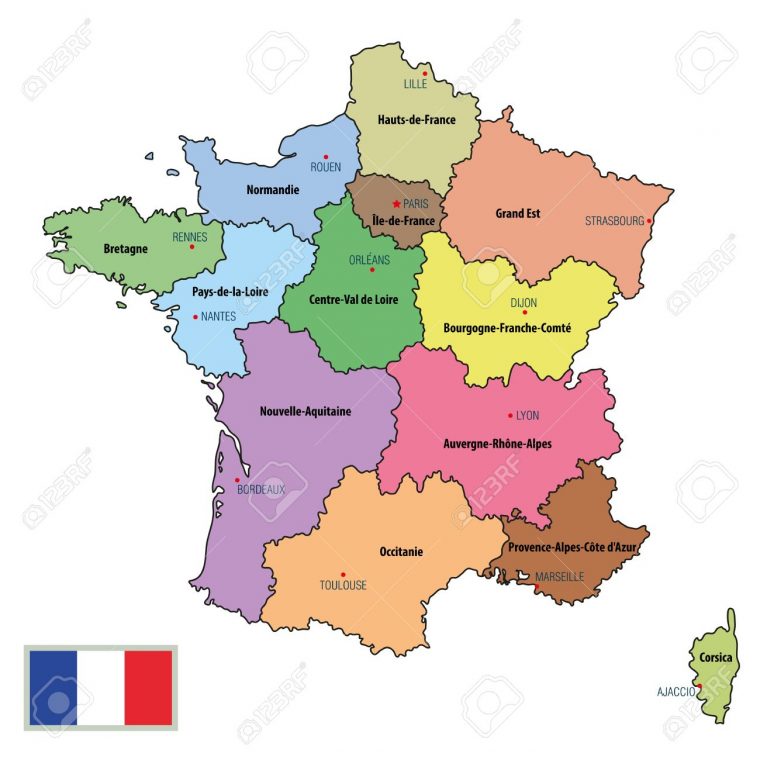 Vector Une Carte Politique Très Détaillée De La France Avec Les Régions Et  Leurs Capitales. Tous Les Éléments Sont Séparés Dans Des Calques intérieur Carte Du Sud De La France Détaillée