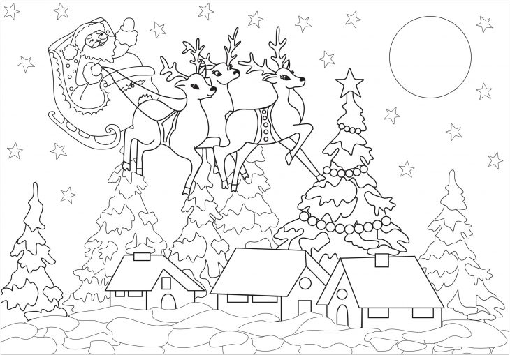 Village De Noël Et Père Noël – Noël – Coloriages Difficiles tout Coloriage Village De Noel