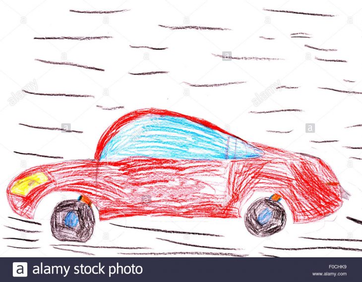 Voiture De Course Rouge. Dessin D'enfant Sur Le Papier serapportantà Course De Voiture Pour Enfant