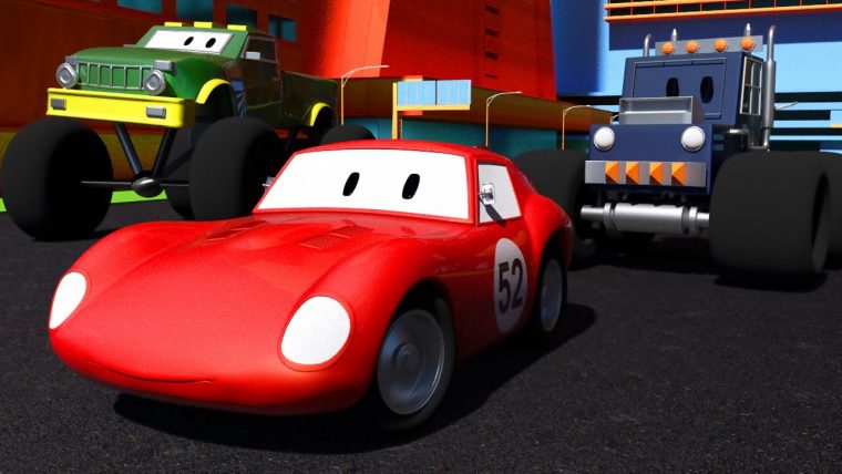 Voiture De Course Spid + 2 Camions Monster Trucks | Dessin Animé Pour  Enfant À La Flash Mcqueen Cars avec Jeux De Voiture Rouge