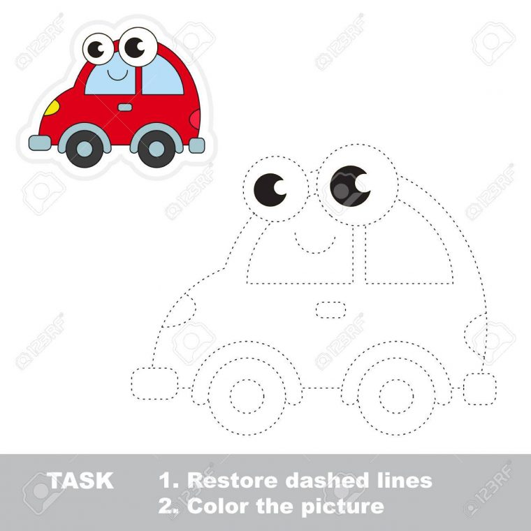 Voiture Rouge Dans Le Vecteur À Tracer. Éducatif Facile Jeu D'enfant.  Niveau Simple De Difficulté. Restaurer La Ligne En Pointillé Et La Couleur  De intérieur Jeux De Voiture Rouge