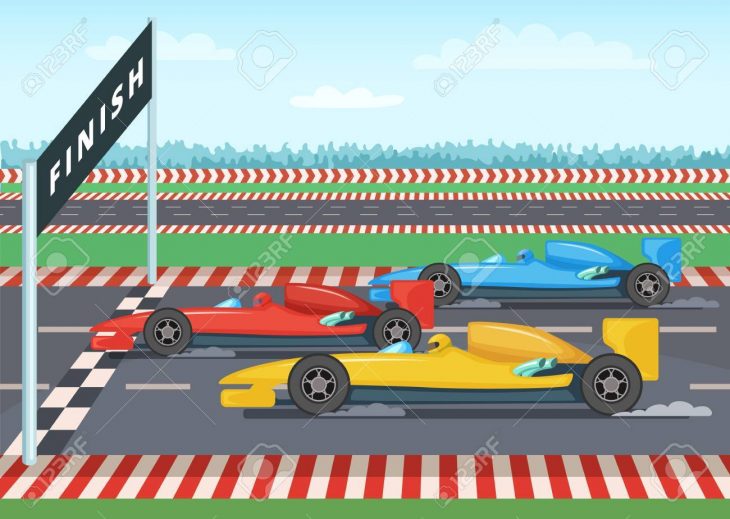 Voitures De Course Sur La Ligne D'arrivée. Illustration De Fond De Sport avec Course Voiture En Ligne