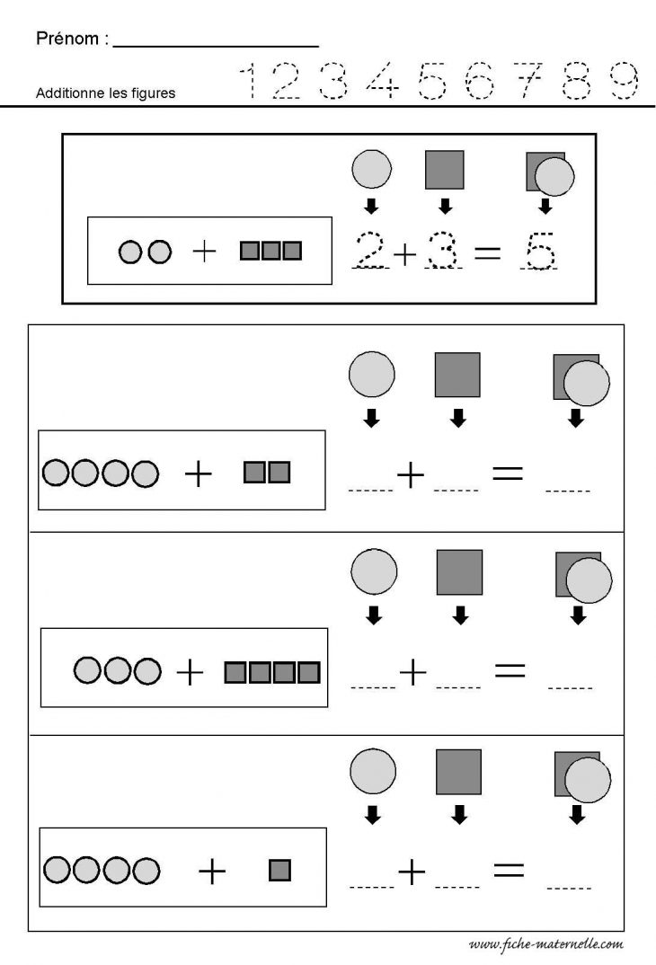 Worksheet Addition Fraction Sunstraction | Printable destiné Addition Maternelle