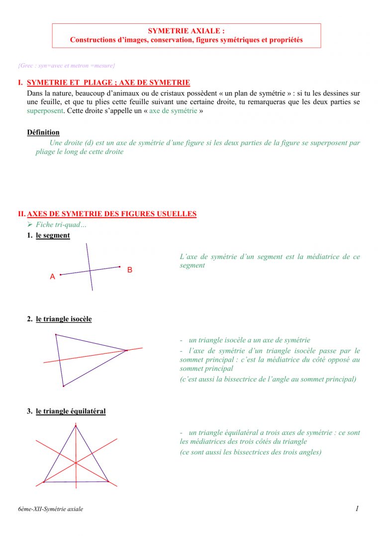 Xii-Symetrie Axiale dedans Symétrie Axial