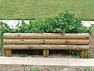 bordure jardin demi rondin bois